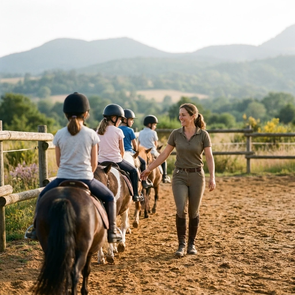 Cours de poney à Bègues, Allier